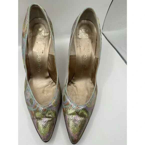Vintage Thomas Cort 1960s Brocade Stiletto Heels Tapestry Evening Pumps 8 - Picture 11 of 13